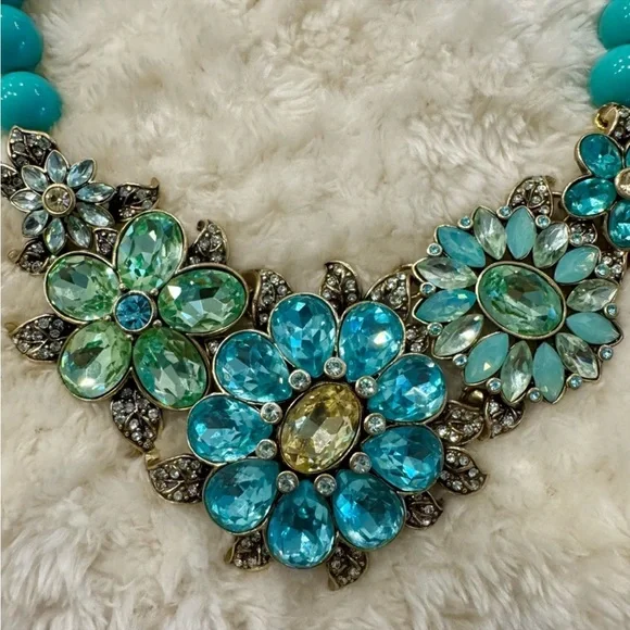 Heidi Daus "Glorious Garden" Turquoise Blue Crystal Necklace - Picture 3 of 7